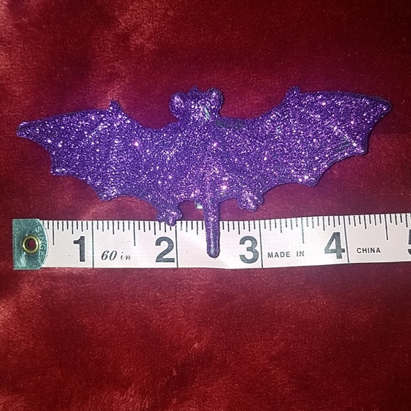 4" Purple Glitter Bat Hair Clips Gothic Halloween - Picture 3 of 8